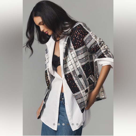 🌟SOLD ⭐️ Anthropologie NWT Eva Franco Sequin Blazer size M. - Picture 4 of 16
